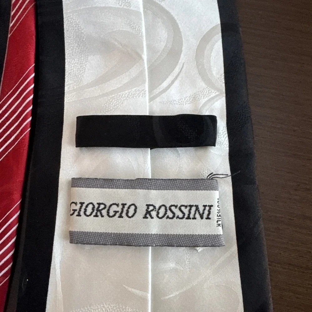 Giorgio Rossini Silk Geometric Diagonal Stripes Tie Red/Gray 58